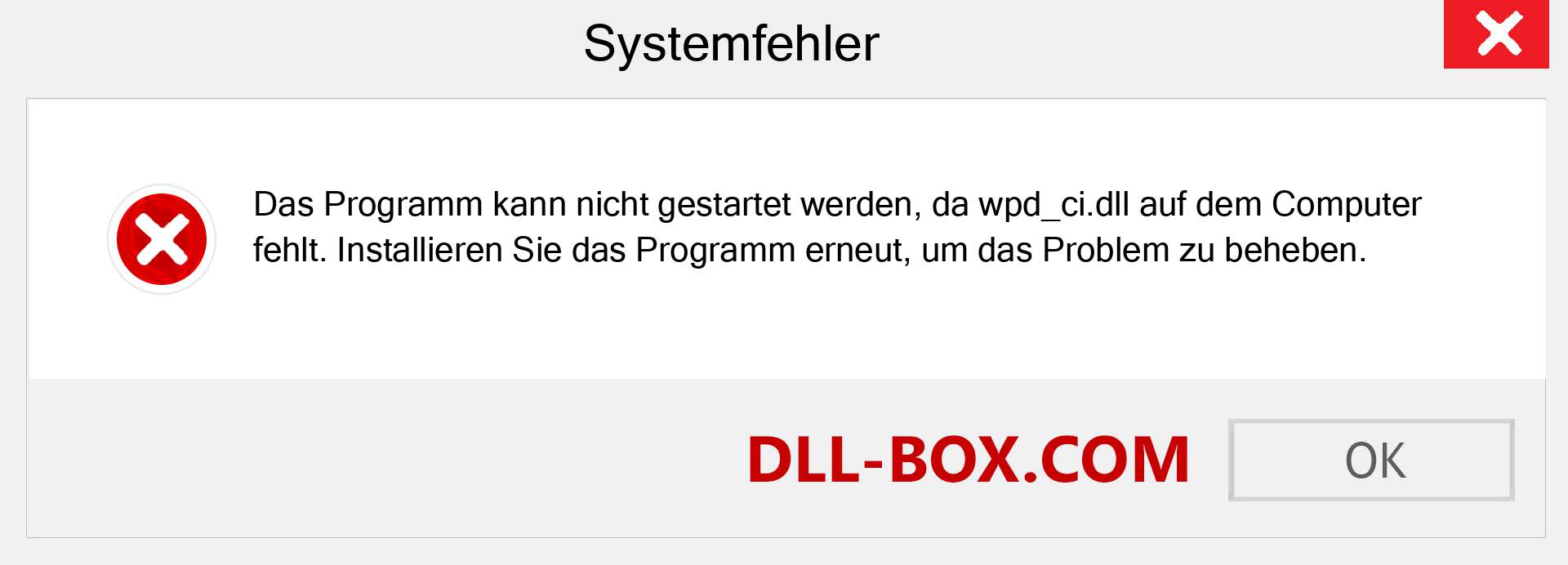 wpd_ci.dll-Datei fehlt?. Download für Windows 7, 8, 10 - Fix wpd_ci dll Missing Error unter Windows, Fotos, Bildern