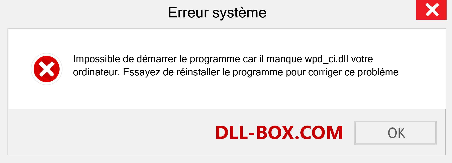 Le fichier wpd_ci.dll est manquant ?. Télécharger pour Windows 7, 8, 10 - Correction de l'erreur manquante wpd_ci dll sur Windows, photos, images